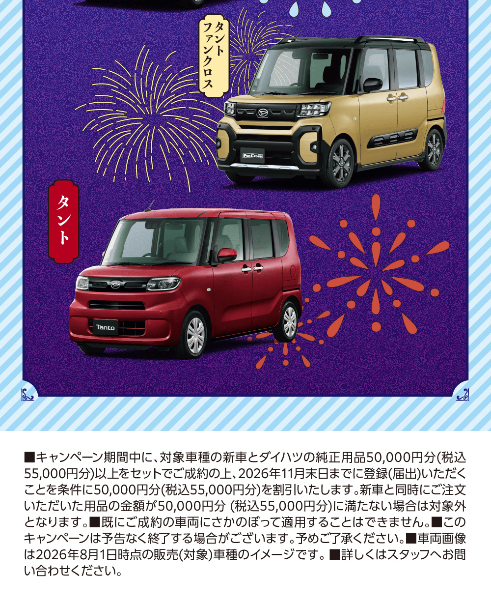 対象車種、タント ファンクロス、タント