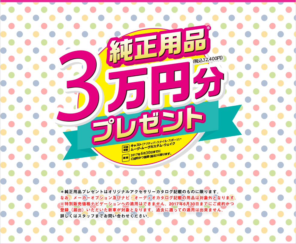 純正用品3万円分プレゼント